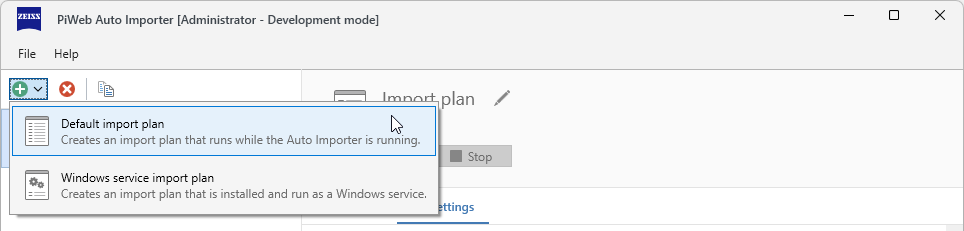 Create new default import plan