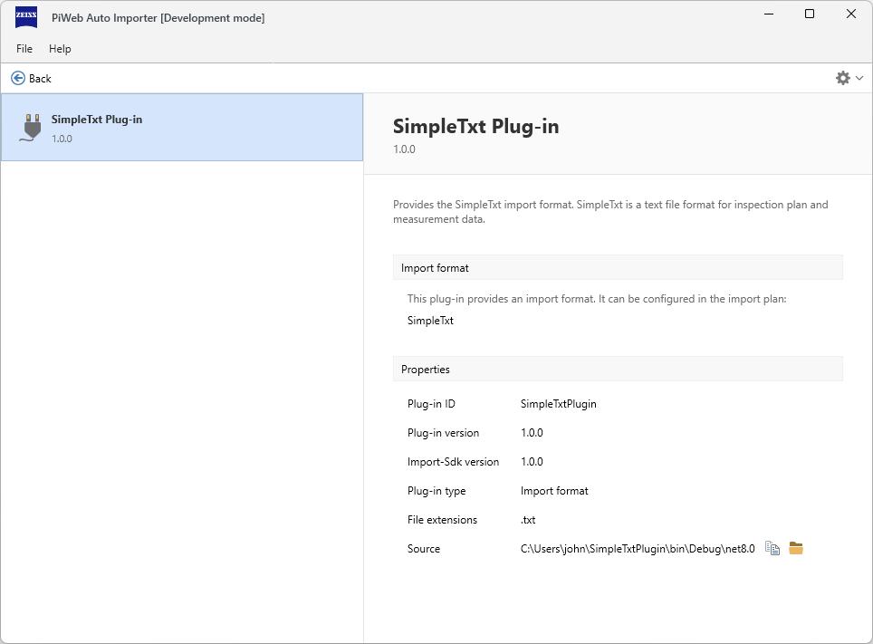 Plug-in management view